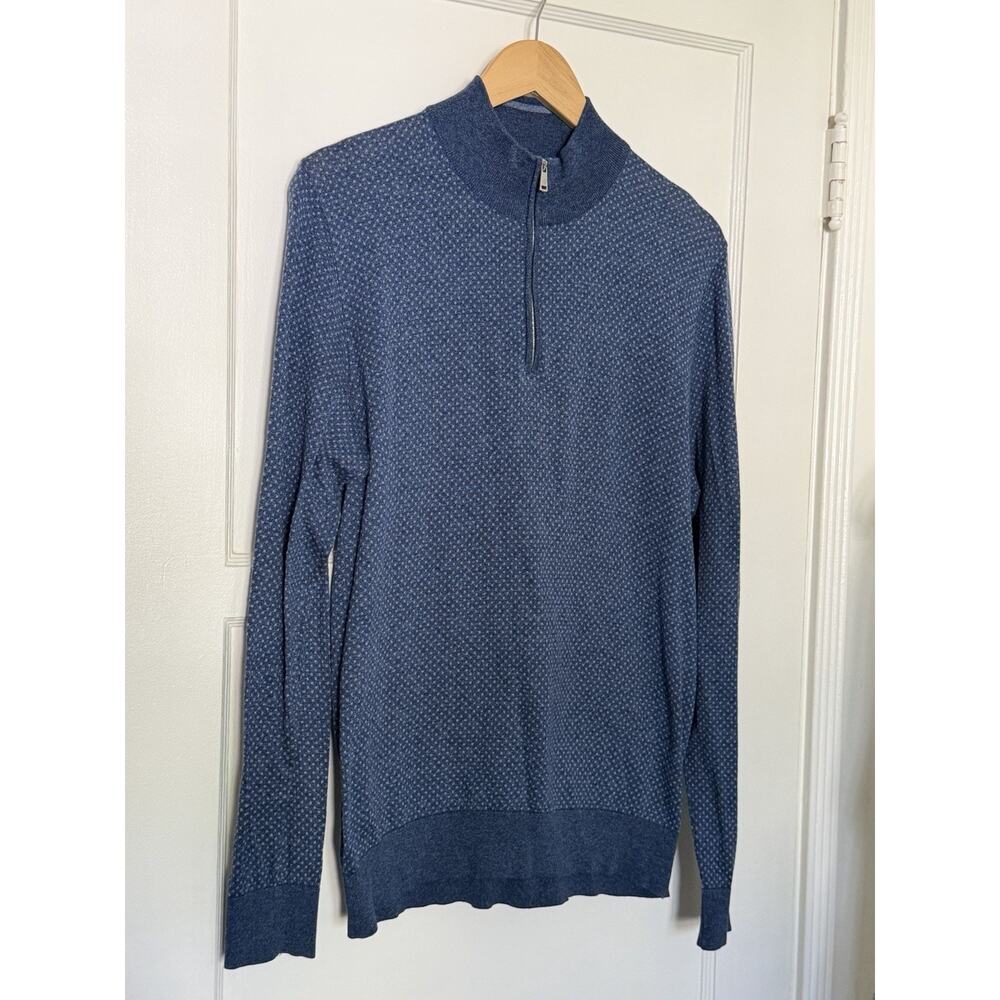 Paul‎ & Shark Sweater Mens Medium Quarter Zip Knit Cotton Blue Made in Italy